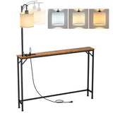 keomaisyto Skinny Console Table with Outlet, Narrow Sofa Table with 3-Color Light, Behind Couch Table with 3 Color Temperatures Led Bulb for Living Room, Bedroom, Entryway, Hallway keomaisyto