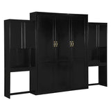 Quarte Queen Size Murphy Bed with Cabinet, Desk & Vanity - Space-Saving Wall Bed Furniture for Small Rooms,Multi-Functional Fold-Down Bed with Storage (Espresso#V) Quarte