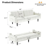 Chfeloai 80'' Futon Sofa Bed, Faux Leather Sleeper Couch, Convertible Loveseat with Adjustable Sofa Backrest, Modern Couches for Living Room, Bed Room, Apartment, Office (Beige) Chfeloai