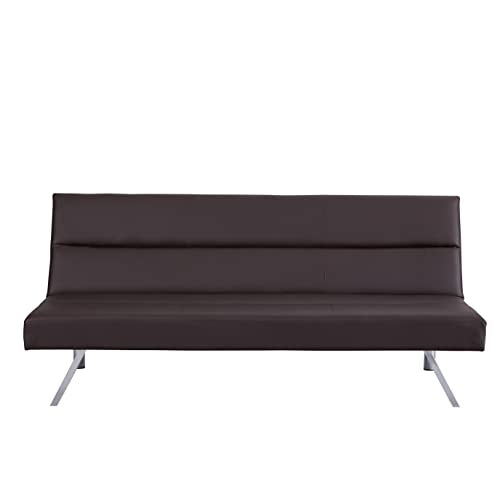Naomi Home Futon Sofa Bed Faux Leather Futon Couch Modern Convertible Folding Sofa Bed Couch with Chrome Legs Reclining Mini Leather Small for Bedroom Living Room Espresso Naomi Home