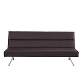 Naomi Home Futon Sofa Bed Faux Leather Futon Couch Modern Convertible Folding Sofa Bed Couch with Chrome Legs Reclining Mini Leather Small for Bedroom Living Room Espresso Naomi Home