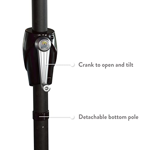 California Umbrella 9' Round Aluminum Market Umbrella, Crank Lift, Auto Tilt, Bronze Pole, Hunter Green Olefin California Umbrella