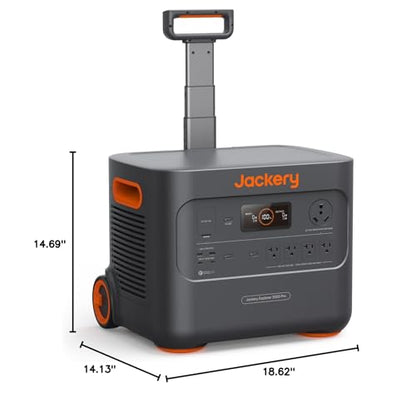 Jackery Portable Power Station Explorer 3000 Pro, Solar Generator with 3024Wh, 2x100W PD Ports, 2.4H Full Charge, Compatible with SolarSagas, for Home Backup, RV, Off-grid (Solar Panel Option - WoodArtSupply