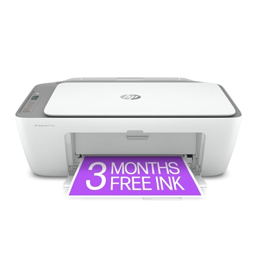 HP DeskJet 2755e Wireless Color inkjet-printer, Print, scan, copy, Easy setup, Mobile printing, Best-for home, 3 months of Instant Ink included,white