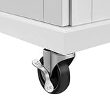 Yaheetech Kitchen Cart with Bamboo Tabletop, 34.5" Width Rolling Kitchen Island with Drawer and Adjustable Shelf, Storage Cabinet with Spice Rack Towel Bar for Dining Room Kitchen Living Room, White Yaheetech