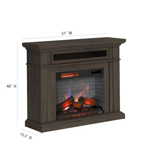 duraflame® Electric Fireplace Wall Mantel with Infrared Heater and Remote Control, Waverly Oak Duraflame