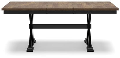 Signature Design by Ashley Wildenauer Dining Extension Table, 78" W x 40" D x 30" H, Black & Dark Brown - WoodArtSupply