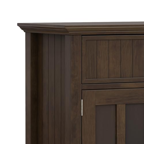 SIMPLIHOME Acadian SOLID WOOD and Pine Rectangle Transitional Large Sideboard Buffet for The Dining Room and Kitchen, 60 inch, Brunette Brown SIMPLIHOME