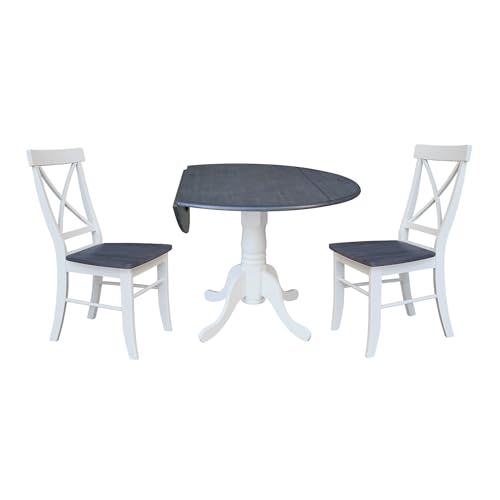 IC International Concepts Chairs Dining Table Set, White/Heather Gray IC International Concepts