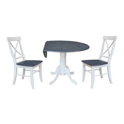 IC International Concepts Chairs Dining Table Set, White/Heather Gray - WoodArtSupply