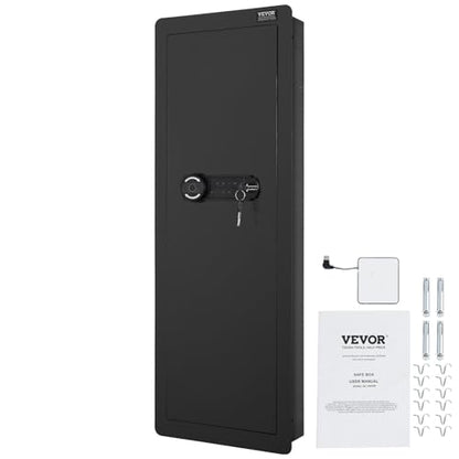 VEVOR 42.91" Tall Wall Gun Safe, 4-Tier Hidden Gun Safe with Keypad & Fingerprint, 3 Removable Shelves & 6 Key Holders, Q235 Cold-Rolled Steel Gun Safe with LED Light, Vibration Alarm, Holste - WoodArtSupply