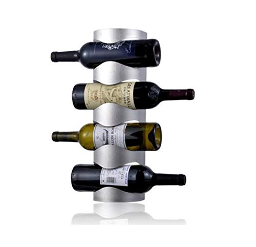 HAOZHAO 4 Bottles Creative Stainless Steel Wall Mounted Red Wine Holder Wine Bottle Storage Rack Storage Shelf Holders (Color : Silver) HAOZHAO