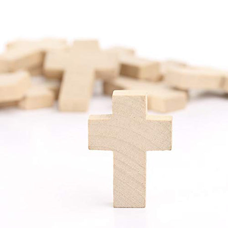Pack of 30 Unfinished Wood Crosses - Blank Mini Wooden Cross Shaped Cutouts Religious Sunday School VBS Summer Camps DIY Arts Craft Projects (1-1/2" H x 1-1/4'W) Factory Direct Craft