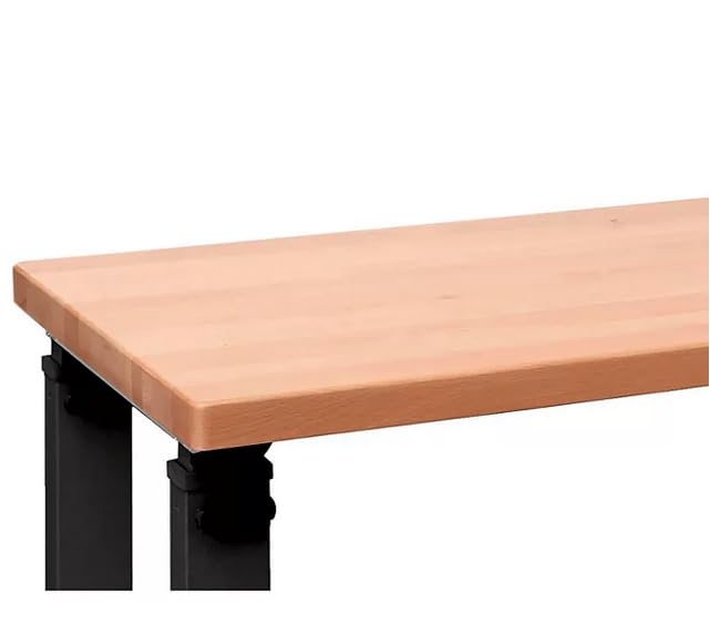 Heavy-Duty Height Adjustable Workbench Table, Maple Wood Top, Steel Frame (Graphite Black, 72" W x 25" D x 28.5”-42” H) WoodArtSupply