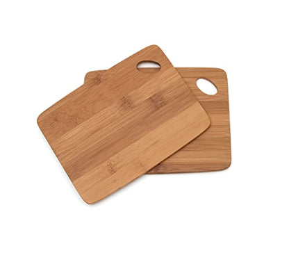 Lipper International Bamboo Wood Thin Kitchen Cutting Boards with Oval Hole in Corner, Set of 2 Boards, 6" x 8" x 0.25" - WoodArtSupply