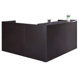 NBF L-Shaped Modern Reception Desk with Counter - 71" W x 30" D Retail Checkout Counter - Reversible Front Desk Reception Counter - Countertop Welcome Desk for Office Lobby Salon Store, Brown nbf signature series
