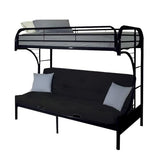 Pemberly Row Contemporary Twin XL Over Queen and Futon Bunk Bed in Black Pemberly Row