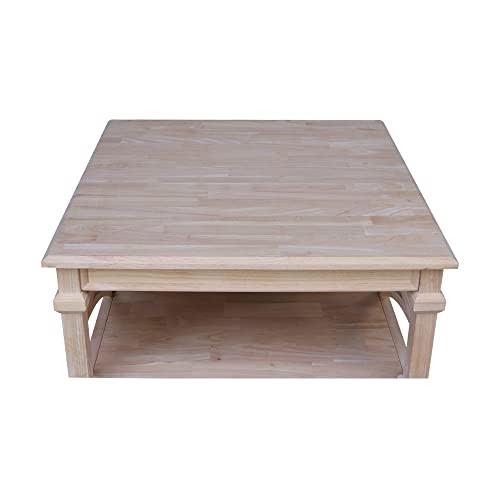 IC International Concepts International Concepts Josephine Square Solid Wood Coffee Table, Unfinished - WoodArtSupply