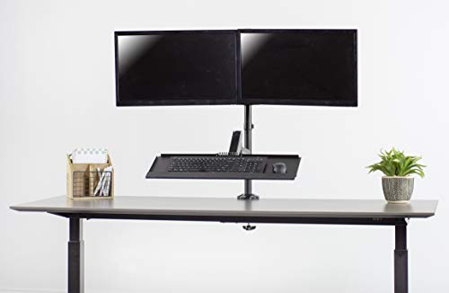 VIVO Black Dual Monitor Sit-Stand Height Adjustable Workstation, Standing Desk Mount with Pneumatic Spring, Holds 2 Screens up to 32 inches STAND-SIT2B VIVO