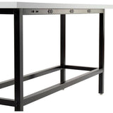 Global Industrial Standing Height Table with 12 AC Power Outlets, 96" L x 36" W x 42" H, Gray Laminate Top, Black Steel Frame, Standing Rectangular Bar Table Global Industrial