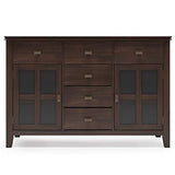 SIMPLIHOME Artisan Solid Pine Wood 54 inch Contemporary Sideboard Buffet Credenza in Dark Chestnut Brown features 2 Doors, 6 Drawers and 2 Cabinets SIMPLIHOME