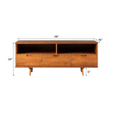 Walker Edison 3-Drawer Mid Century Modern Wood TV Stand for TV's up to 65" Flat Screen Cabinet Door Living Room Storage Entertainment Center, 58 Inch, Walnut Walker Edison