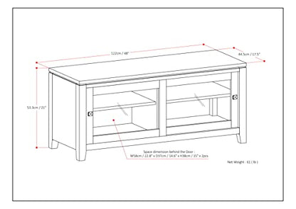 SIMPLIHOME Cosmopolitan SOLID WOOD 48 Inch Wide Contemporary TV Media Stand in Black for TVs up to 55 Inch, For the Living Room and Entertainment Center - WoodArtSupply