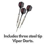 Viper League Pro Regulation Bristle Steel Tip Dartboard Starter Set with Staple-Free Bullseye, Radial Spider Wire, High-Grade Sisal with Rotating Number Ring, Chalk Cricket Scoreboard, Steel Tip Darts Viper