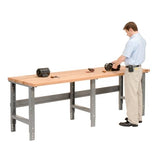 Global Industrial Adjustable Height Workbench C-Channel Leg, 96" W x 36" D, 1-3/4" Birch Top with Square Edge, 2000 Lbs. Capacity, Gray Frame, Industrial Workbench Global Industrial