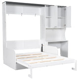 Harper & Bright Designs Full Size Murphy Bed with Desk, Multi-Functional Murphy Bed with Sofa and Storage Cabinet – Space-Saving Foldable Design, White Harper & Bright Designs