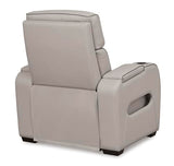 Signature Design by Ashley Boyington Contemporary Leather Match Power Recliner with Adjustable Headrest, Cup Holders, USB Port and Air Massage System, Light Gray Signature Design by Ashley