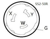 Parkworld RV 50A Shore Power Extension Cord Adapter, 50amp Camper Plug 14-50P to SS2-50R Marine Twist Lock Receptacle (75FT) Parkworld