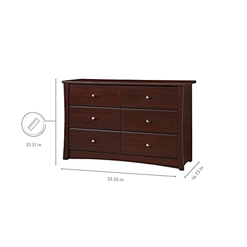 Storkcraft Crescent 6 Drawer Double Dresser (Espresso) – GREENGUARD Gold Certified, Dresser For Nursery, 6 Drawer Dresser, Kids Dresser, Nursery Dresser Drawer Organizer, Chest of Drawers STORKCRAFT