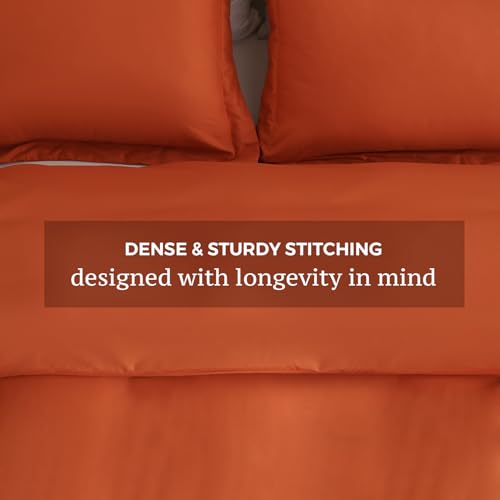 JSD Burnt Orange Duvet Cover Set Twin Size, 2 Piece Microfiber Kids Duvet Cover with Pillow Sham, Zipper Closure, Comforter Not Included JSD