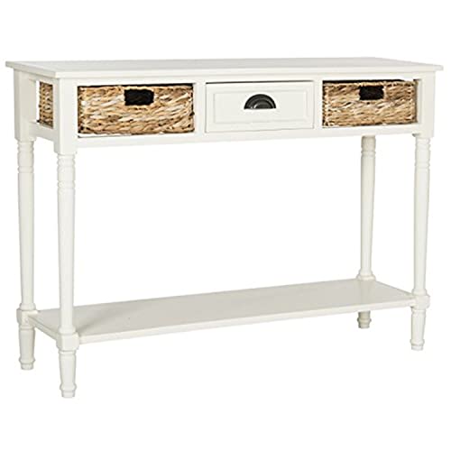 Safavieh Home Collection Christa Distressed White 3-Drawer Storage Console Table, Distressed/White - WoodArtSupply