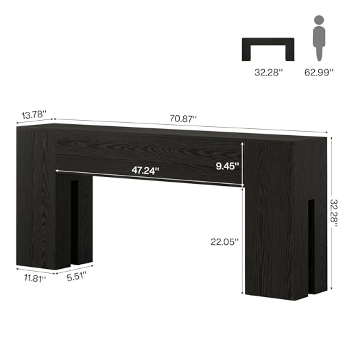 Tribesigns 71-Inch Long Console Table for Entryway, Farmhouse Sofa Console Behind Couch, Entry Table for Hallway, Foyer, Living Room, Black Tribesigns