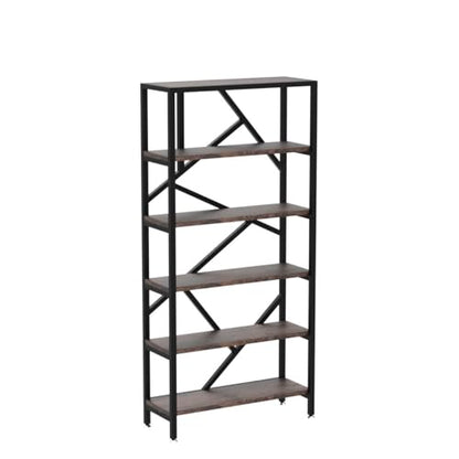 Tribesigns Vintage Industrial 6-Tier Bookshelf - 71 Inch Tall Open Etagere Bookcase in Brown - WoodArtSupply