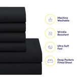 Sweet Home Collection 7 Piece Comforter Set Bag Solid Color All Season Soft Down Alternative Blanket & Luxurious Microfiber Bed Sheets, Black, Queen Sweet Home Collection