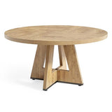 LITTLE TREE Round Dining Table for 4-6 People, 47 Inches Dining Room Table with Wooden Pedestal Base, Circle Kitchen Tables for Dining Room, Kitchen, Living Room, Oak LITTLE TREE