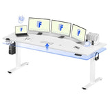FLEXISPOT 79" x 32" Office Standing Desk, Height Adjustable Sit-Stand Desk, Quiet & Stable, with Cable Management & Cup Holder, for Commercial Use, White Top (2 Packages) FLEXISPOT