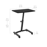 Seville Classics Airlift Mobile Height Adjustable Laptop Stand Computer Workstation for Sitting Classroom Home Office Medical Table w/Wheels, Flat Desk 24", Black Seville Classics