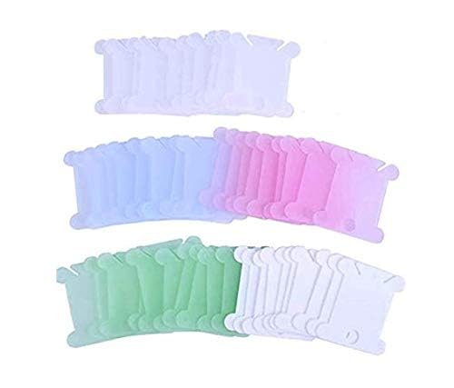 LASSUM 50 Pieces Plastic Floss Bobbins Embroidery Thread Cards Cross Stitch Bobbin Craft DIY Sewing Storage,5 Colors LASSUM