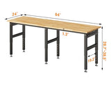 SPECRAFT 84“ Adjustable Heavy Duty Workbench with 4 AC Outlet and 2 USB Ports Power Outlets, 5000 Lbs Capacity, Rubber Wood Top for Garage, Workshop, Office SPECRAFT