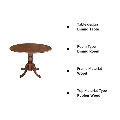 International Concepts Round Dual Drop Leaf Pedestal Table, Espresso, 42" IC International Concepts