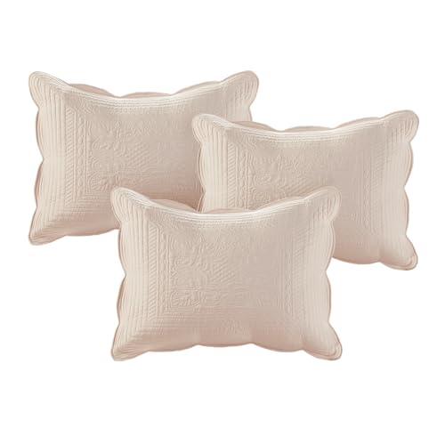 Madison Park Daybed Cover Set-Trendy Damask Quilting with Scalloped Edges All Season Luxury Bedding with Bedskirt, Matching Shams, Decorative Pillow, 75"x39", Tuscany Blush, 6 Piece Madison Park