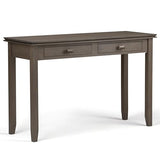 SIMPLIHOME Artisan SOLID WOOD 46 inch Wide Console Sofa Entryway Table in Farmhouse Grey with Storage, 2 Drawers, for the Living Room, Entryway and SIMPLIHOME