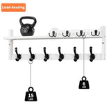 Coat Rack Wall Mount with Shelf, 27.5" Entryway Wall Hanging Shelf, Coat and Key Hanger with 10 Dual Hooks, Mail Organizer and Key Holder Hat Rack for Wall, Wood Coat Hooks with Storage GODDGITT