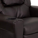 Flash Furniture Vana LeatherSoft Kids Recliner with Cup Holder, Headrest, and Safety Recline, Contemporary Reclining Chair for Kids, Supports up to 90 lbs., Brown