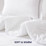 SLEEP ZONE Luxury Hotel Bedding Comforter Set 3-Piece Machine Washable, Lightweight Down Alternative Duvet Insert with Embroidered Stripes, King (106" x 95"), Grey Strips SLEEP ZONE