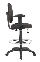 Boss Office Products B1691-BK Stand Up Fabric Drafting Stool with Adjustable Arms in Black Boss Office Products